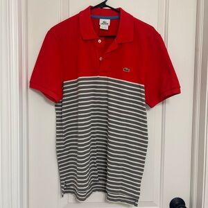 Lacoste Men’s Two-Tone Red & Gray Striped Polo